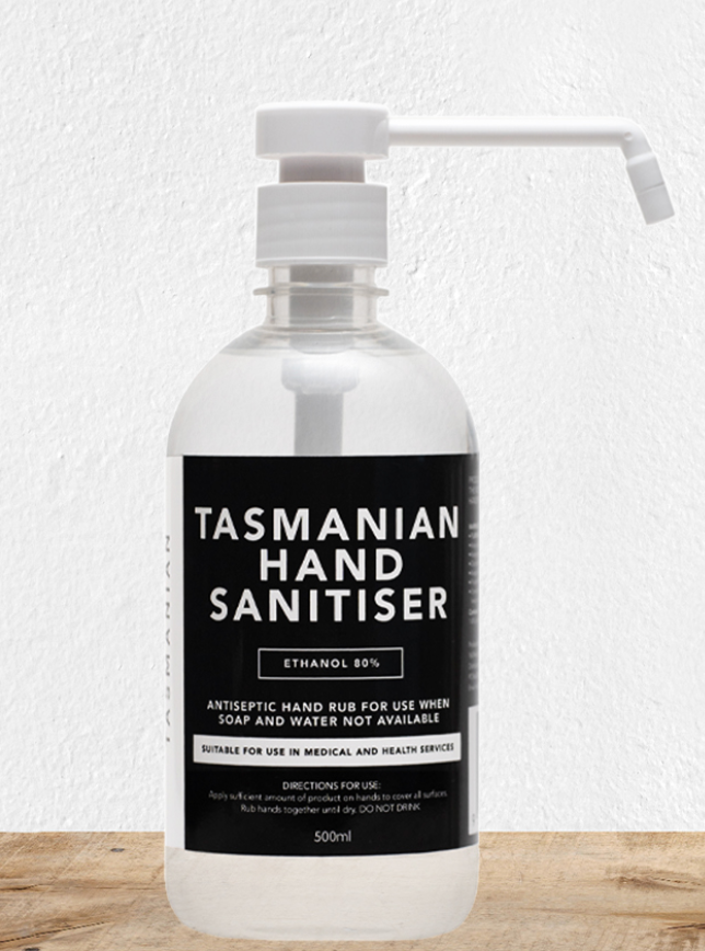 Tasmanian Hand Sanitiser - 80% Ethanol, SPRAY Pump Cap 500ml